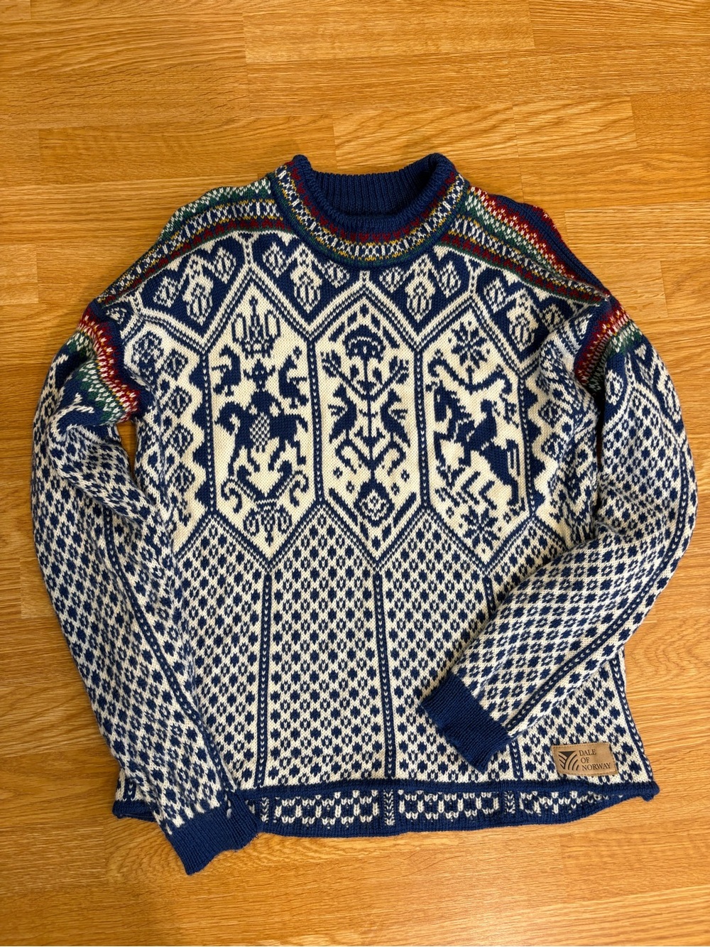 Dale of Norway Womenβs 100% Wool Fair Isle Crewneck Olympics Sweater S